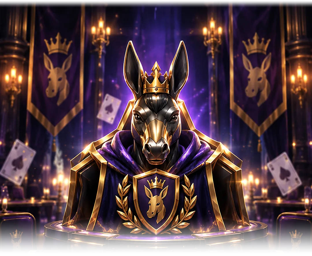 The Donkey King on his throne