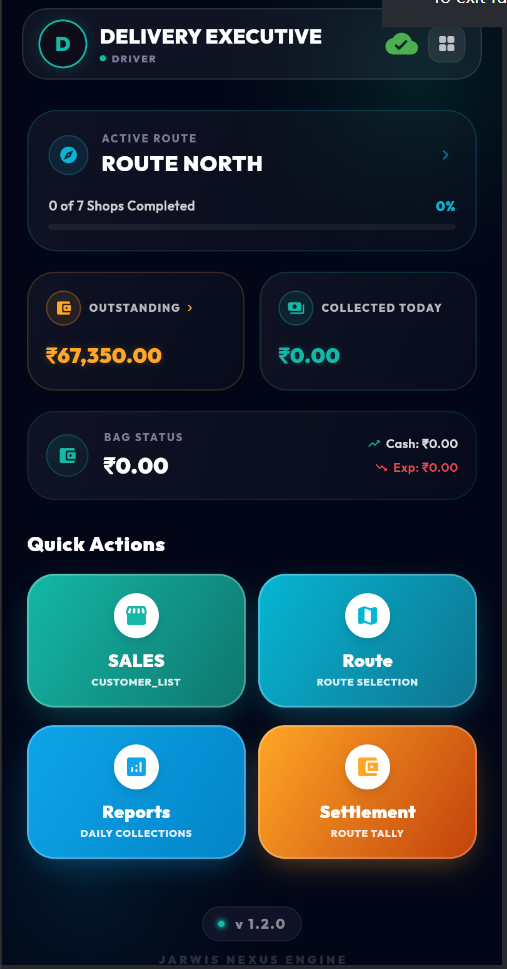 Jarwis Delivery app dashboard
